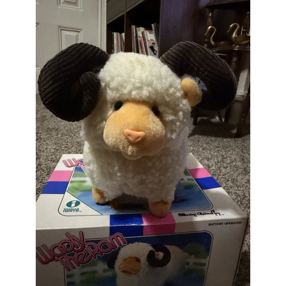 Vintage Iwaya Wooly The Ram Battery Operated Moving Animal Toy w/ Box Works